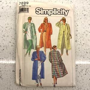 UNCUT Vintage 1980s Simplicity 7899 Sewing Pattern Womens Size S/M Duster Coat